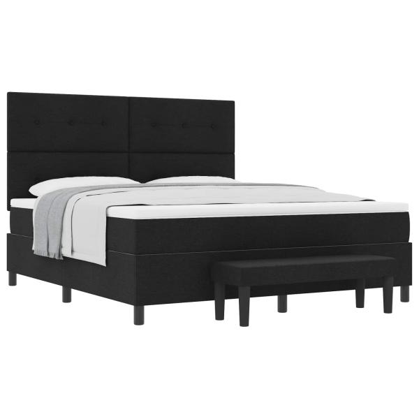 Boxspringbett mit Matratze & Bank Schwarz 180x200 cm Stoff