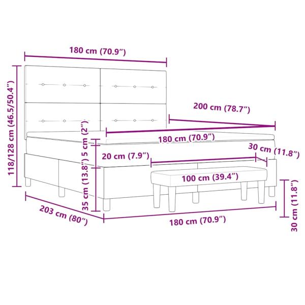 Boxspringbett mit Matratze & Bank Schwarz 180x200 cm Stoff