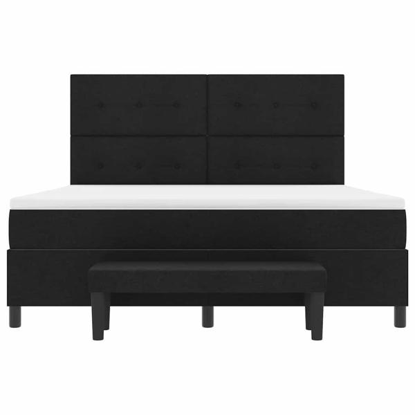 Boxspringbett mit Matratze & Bank Schwarz 180x200 cm Stoff