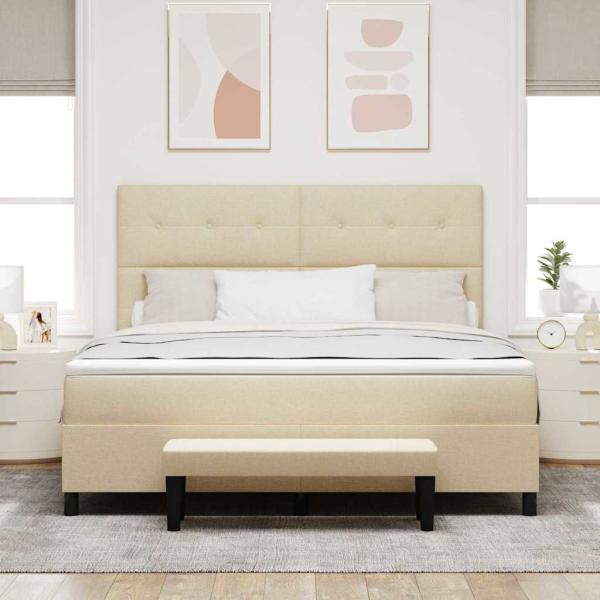 Boxspringbett mit Matratze & Bank Creme 180x200 cm Stoff
