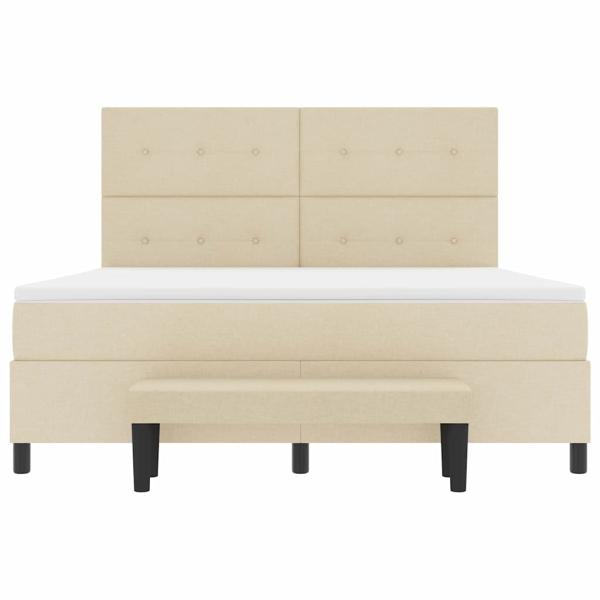 Boxspringbett mit Matratze & Bank Creme 180x200 cm Stoff