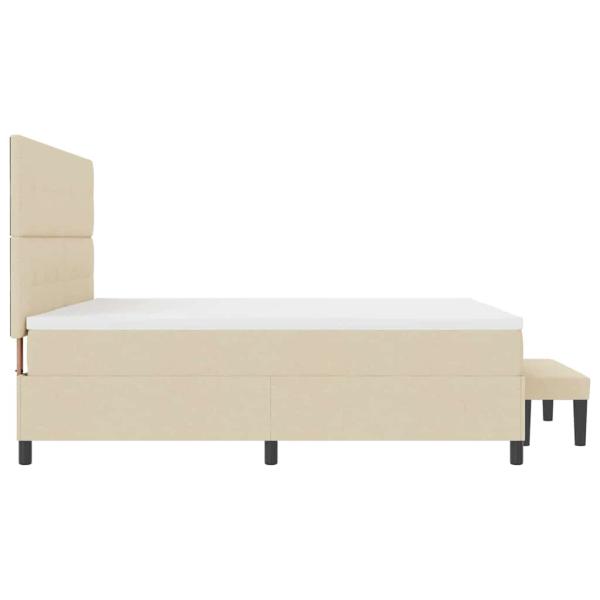 Boxspringbett mit Matratze & Bank Creme 200x200 cm Stoff