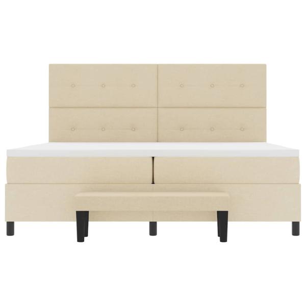 Boxspringbett mit Matratze & Bank Creme 200x200 cm Stoff