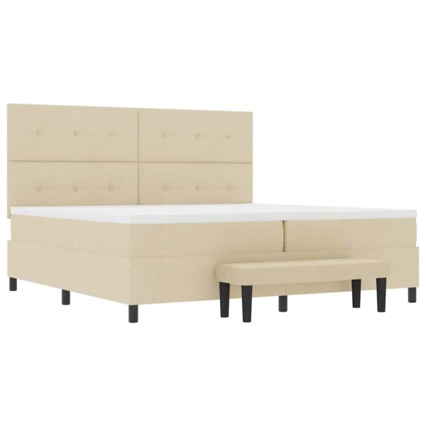 Boxspringbett mit Matratze & Bank Creme 200x200 cm Stoff