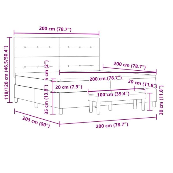 Boxspringbett mit Matratze & Bank Creme 200x200 cm Stoff