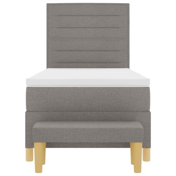 ARDEBO.de - Boxspringbett mit Matratze & Bank Taupe 90x200 cm Stoff