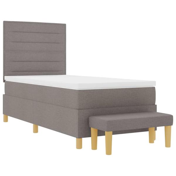 Boxspringbett mit Matratze & Bank Taupe 90x200 cm Stoff