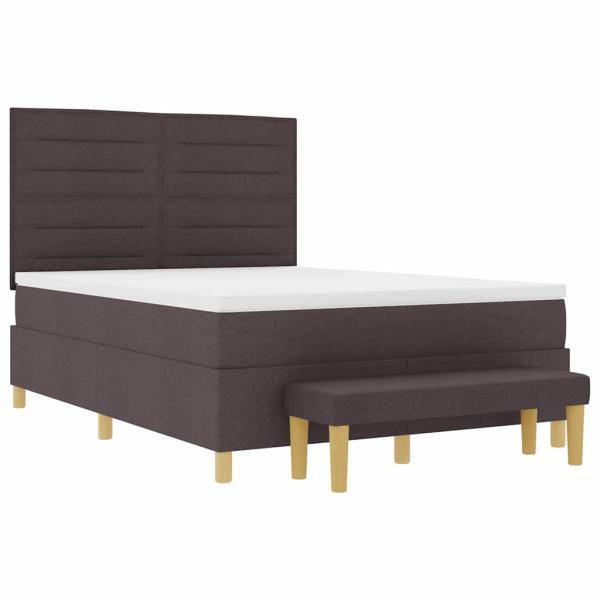 Boxspringbett mit Matratze & Bank Dunkelbraun 140x190 cm Stoff