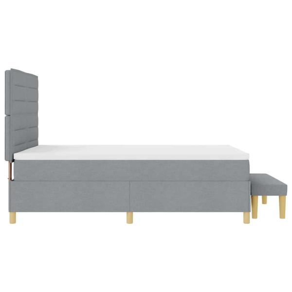 ARDEBO.de - Boxspringbett mit Matratze und Bank Hellgrau 140x200 cm Stoff