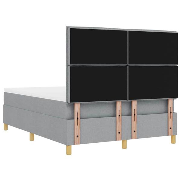 Boxspringbett mit Matratze und Bank Hellgrau 140x200 cm Stoff