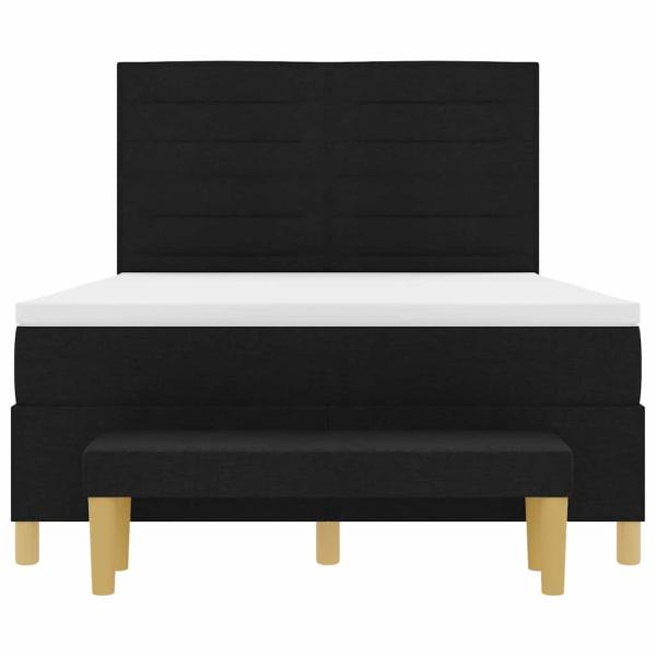 Boxspringbett mit Matratze & Bank Schwarz 140x200 cm Stoff