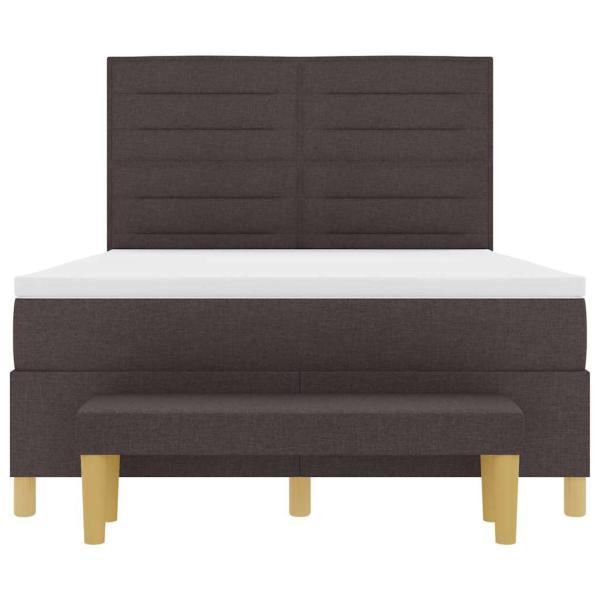 Boxspringbett mit Matratze & Bank Dunkelbraun 140x200 cm Stoff