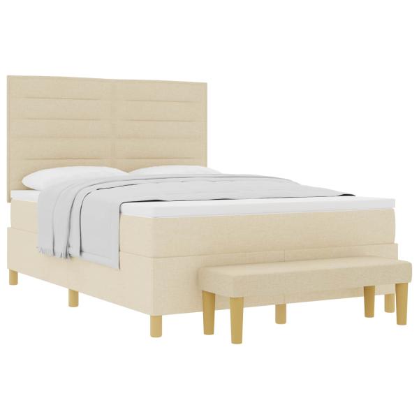 Boxspringbett mit Matratze & Bank Creme 140x200 cm Stoff