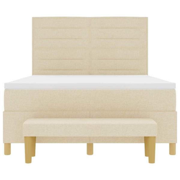 Boxspringbett mit Matratze & Bank Creme 140x200 cm Stoff