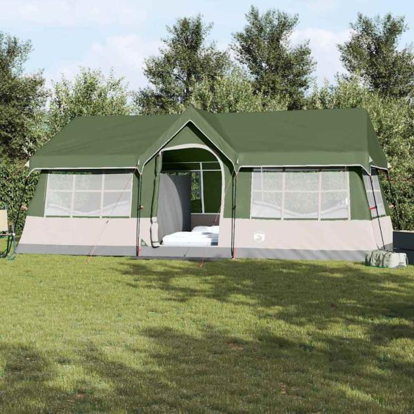 ARDEBO.de - Camping Zelt mit Fenstern Grün 12-Personen Wasserdicht