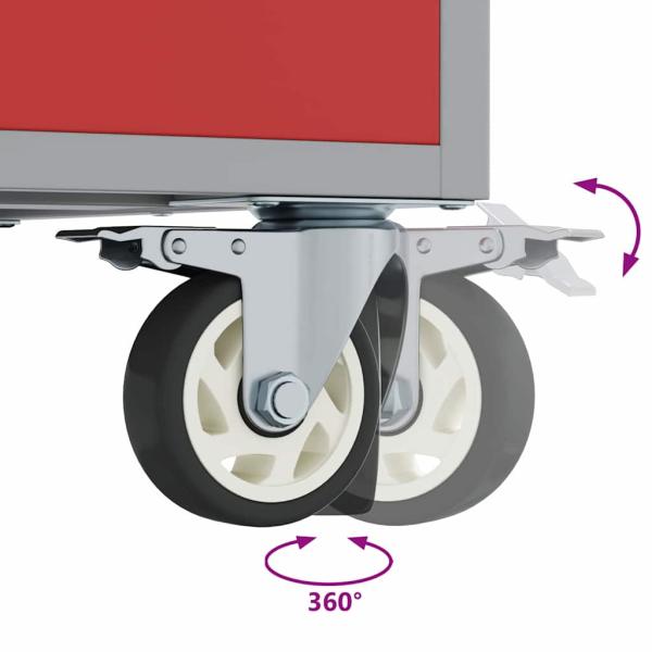 Mobiler Werkzeugschrank Rot 75x45x85 cm aus Stahl mit Verriegelung