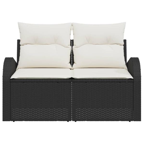 2-Sitzer Garten-Sofa mit Stauraum & Kissen Schwarz Poly-Rattan