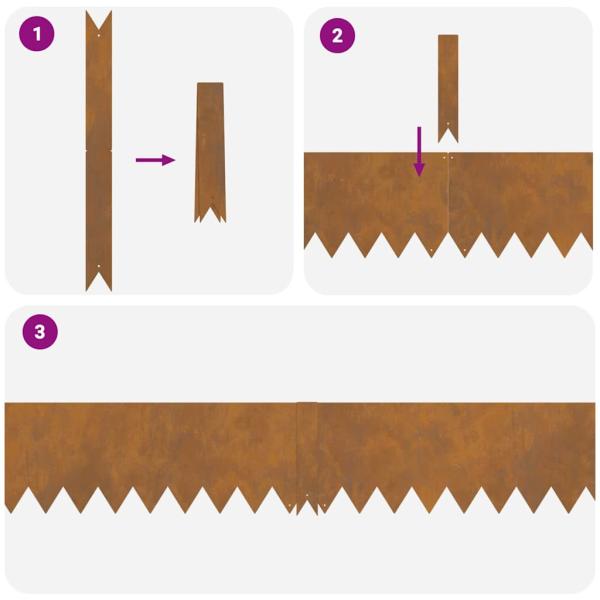 Rasenbegrenzungen 20 Stk 100x0.5x20 cm Verwitterter Stahl