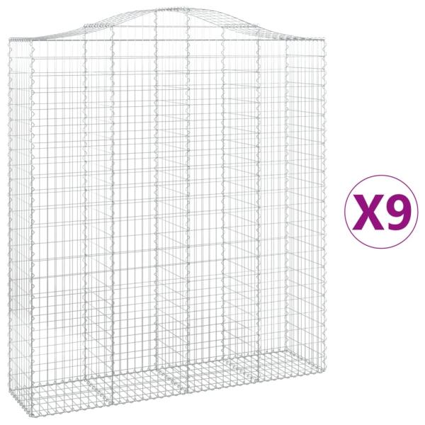 ARDEBO.de - Gabionen mit Hochbogen 9 Stk. 200x50x220/240cm Verzinktes Eisen