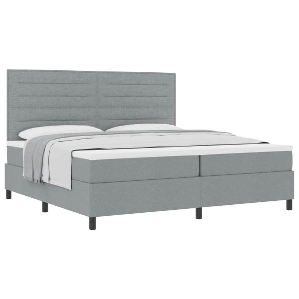 Boxspringbett mit Matratze Hellgrau 200x200 cm Stoff