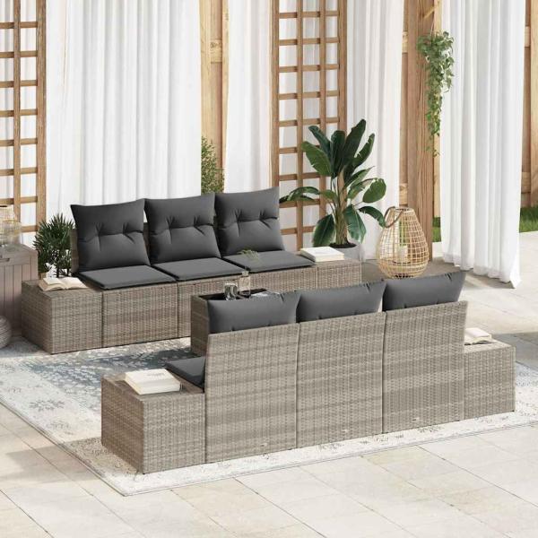 ARDEBO.de - Garten-Sofa-Set Set aus 7 Hellgrau, Dunkelgrau