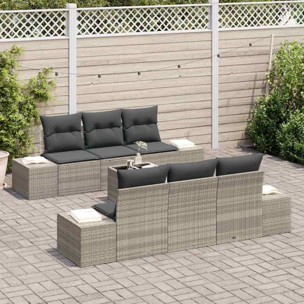Garten-Sofa-Set Set aus 7 Hellgrau, Dunkelgrau