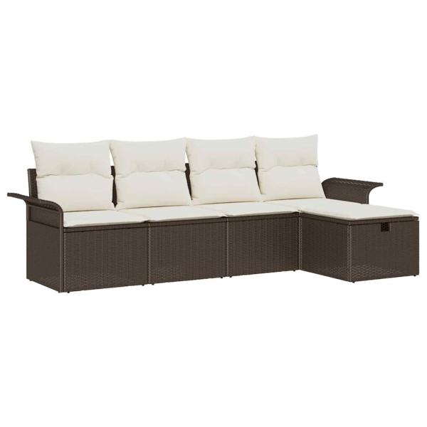 5 Teile Garten Sofa Set mit Kissen Braun Poly Rattan