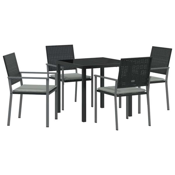 Set aus 3 Schwarz PE-Rattan, pulverbeschichteter Stahl Standard