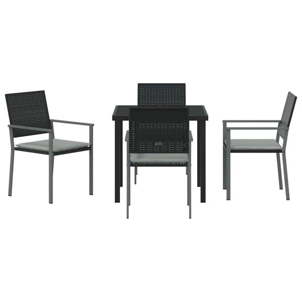 Set aus 3 Schwarz PE-Rattan, pulverbeschichteter Stahl Standard