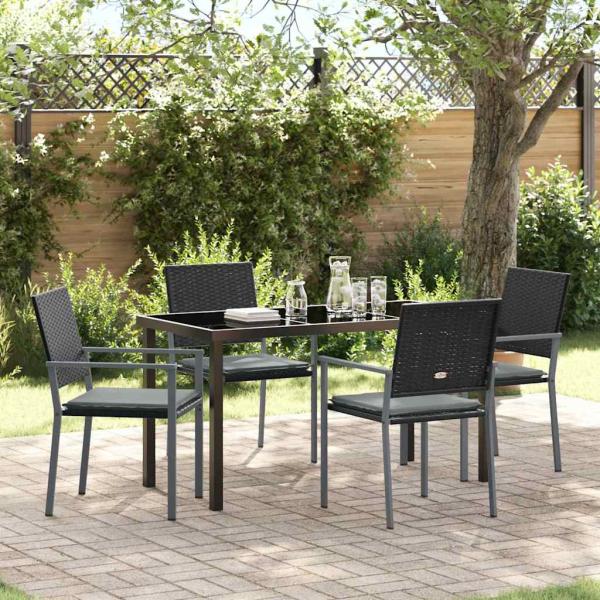 ARDEBO.de - Set aus 3 Schwarz PE-Rattan 54x62.5x89 cm Langlebig