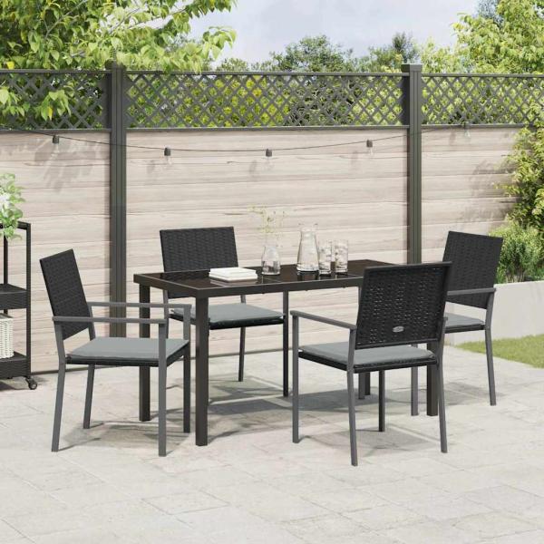 Set aus 3 Schwarz PE-Rattan 54x62.5x89 cm Langlebig