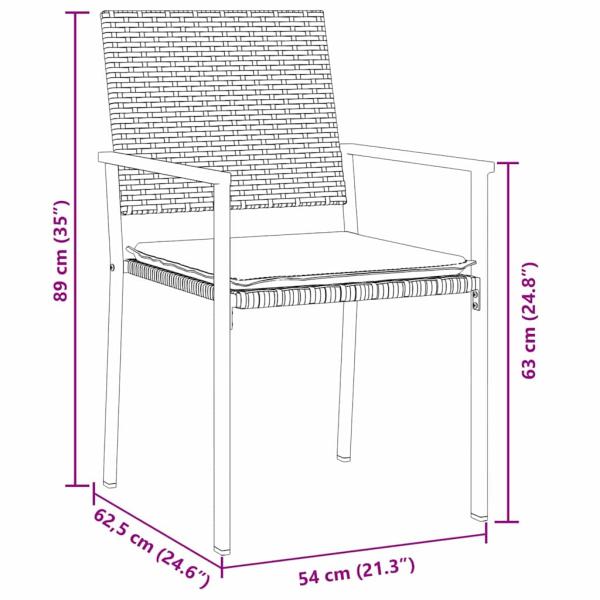 Garten Essgruppe 9 pcs Schwarz und Hellgrau PE-Rattan