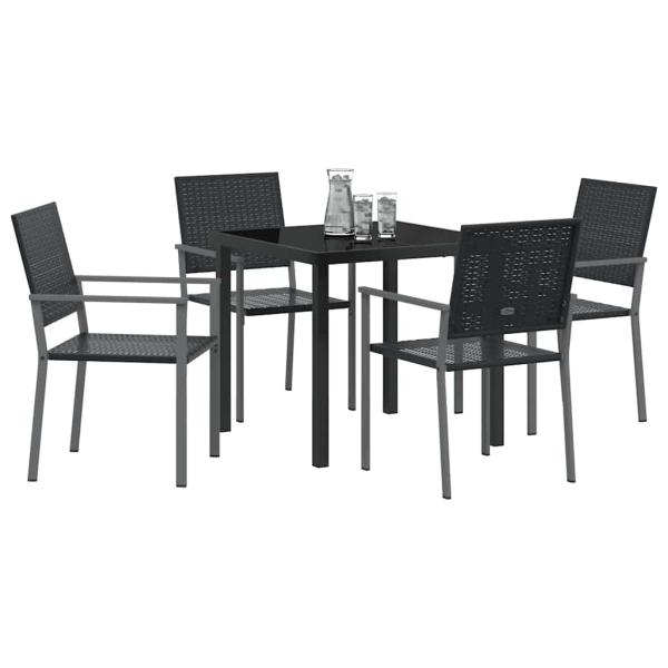 Set aus 2 Schwarz PE-Rattan 54x62.5x89 cm Langlebig