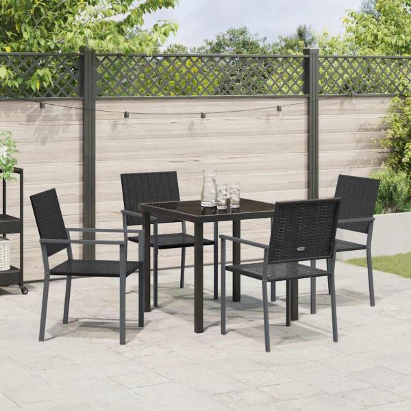 Set aus 2 Schwarz PE-Rattan 54x62.5x89 cm Langlebig