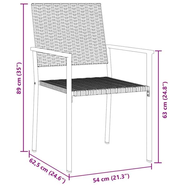 Set aus 2 Schwarz PE-Rattan 54x62.5x89 cm Langlebig