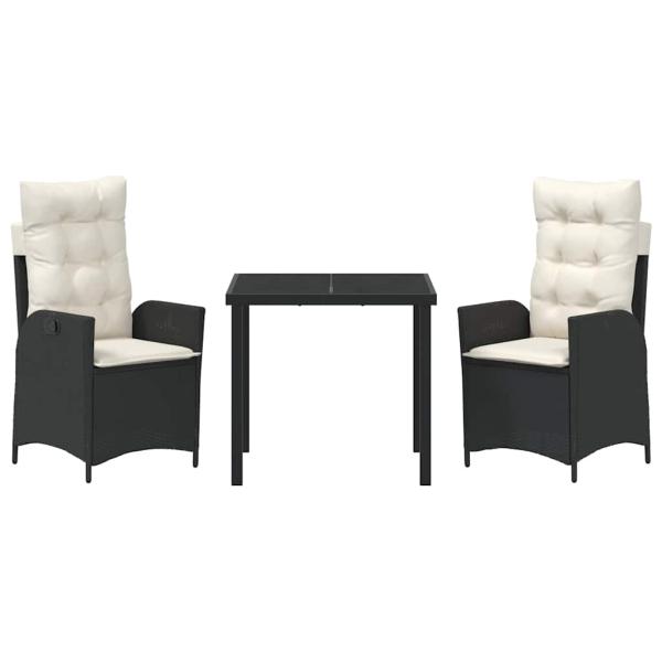 Set aus 2 Schwarz PE-Rattan Mittel Verstellbare Armlehnen