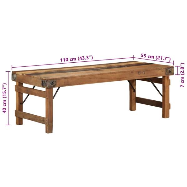 Couchtisch Naturholz Massivholz 110 x 55 x 40 cm Einfach