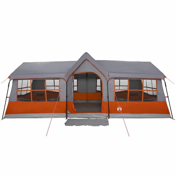 Campingzelt mit Fenstern Grau und Orange 12-Personen Wasserdicht