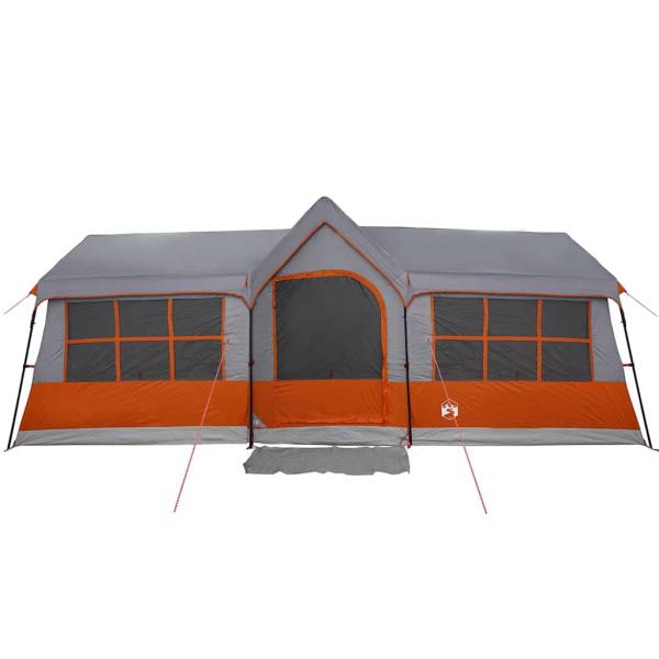 Campingzelt mit Fenstern Grau und Orange 12-Personen Wasserdicht