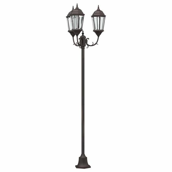 Gartenlaterne mit 3 Lampen E27 Bronze 220 cm Aluminium