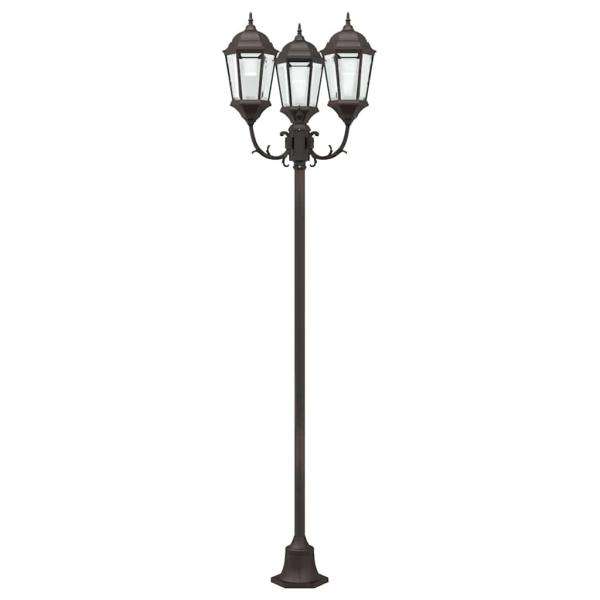 Gartenlaterne mit 3 Lampen E27 Bronze 220 cm Aluminium