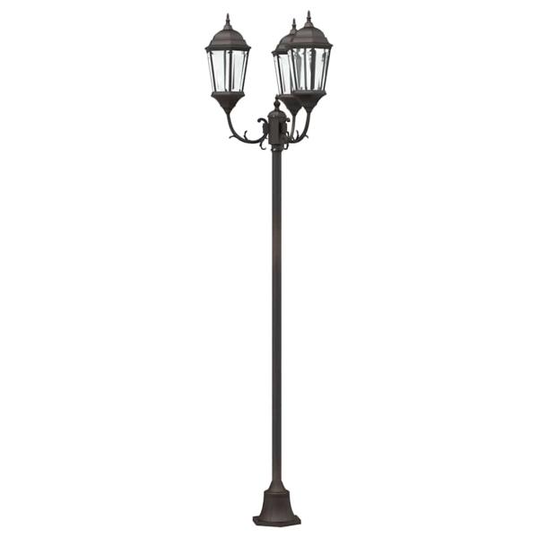 Gartenlaterne mit 3 Lampen E27 Bronze 220 cm Aluminium