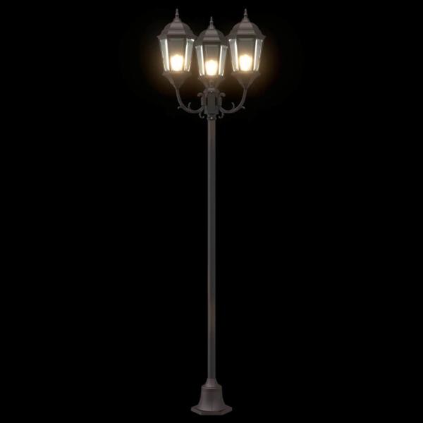 Gartenlaterne mit 3 Lampen E27 Bronze 220 cm Aluminium