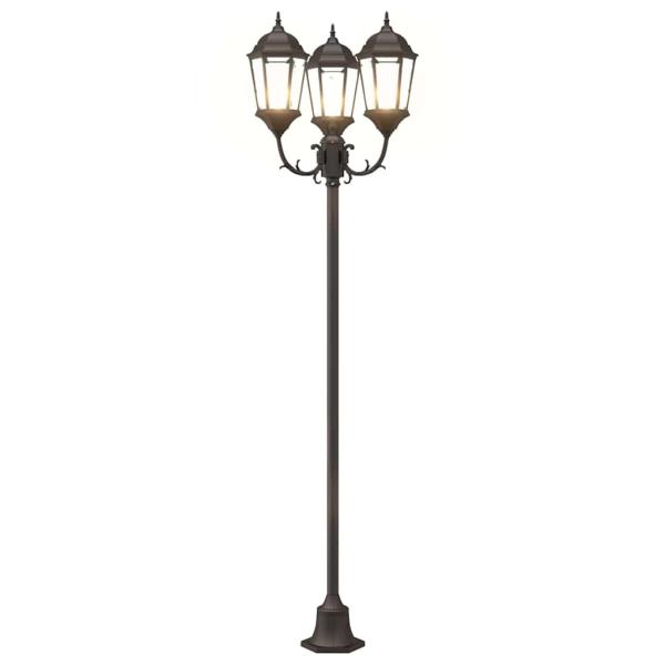 Gartenlaterne mit 3 Lampen E27 Bronze 220 cm Aluminium