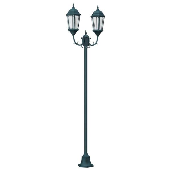 Gartenlichtpfosten 2-Lampe E27 Grün 220 cm Aluminium
