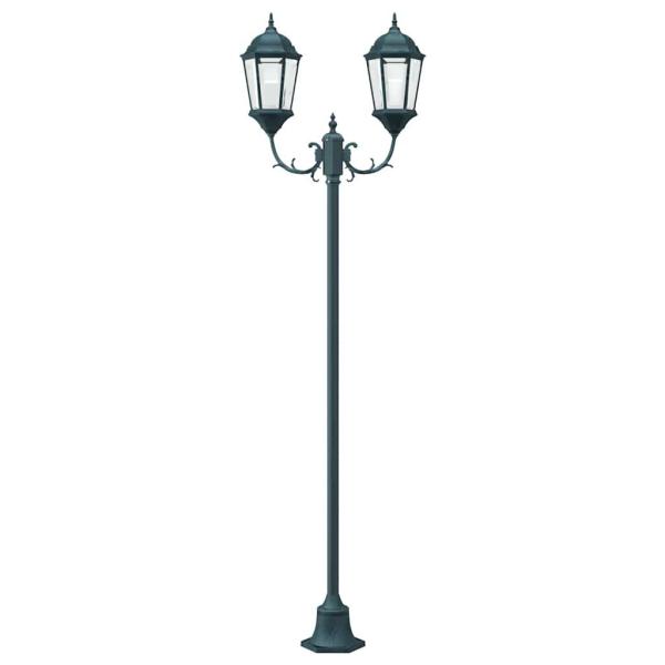 Gartenlichtpfosten 2-Lampe E27 Grün 220 cm Aluminium