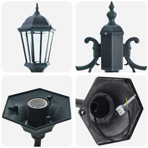 Gartenlichtpfosten 2-Lampe E27 Grün 220 cm Aluminium