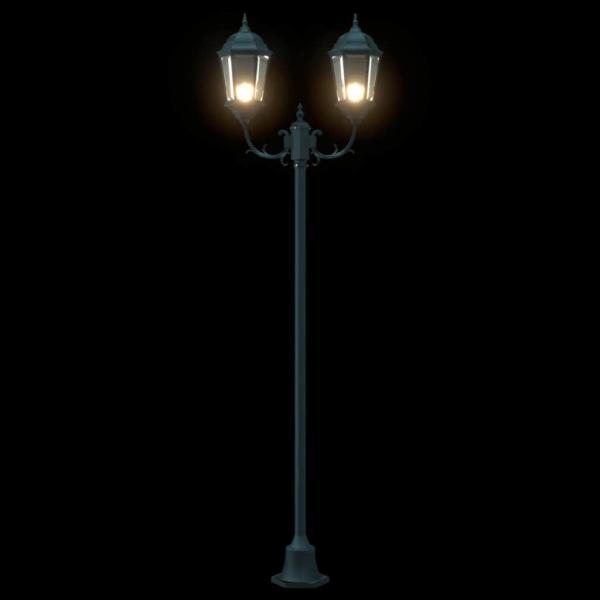 Gartenlichtpfosten 2-Lampe E27 Grün 220 cm Aluminium