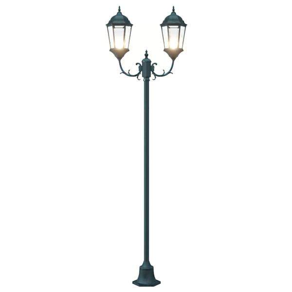 Gartenlichtpfosten 2-Lampe E27 Grün 220 cm Aluminium