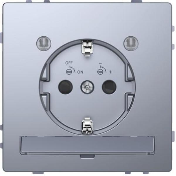 ARDEBO.de Merten MEG2304-6036 SCHUKO-Steckdose mit Lichtauslass und LED-Beleuchtungs-Modul, erhöhter Berührungsschutz, Steckklemmen, edelstahl